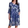 Ekouaer Zipper Robes for Women 3/4 Sleeves Housecoat Soft Nightgowns Sleepwear Mumu House Dresses with Pockets(Evening Blue Vines)