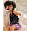 Ekouaer Nightgown for Women Sleeveless Sleepwear Lightweight Racerback Sleep Shirt Pleated V Neck Night Dress Short Chemise(Black Pink Sakura)