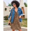 Ekouaer Nightgown for Women Sleeveless Sleepwear Lightweight Racerback Sleep Shirt Pleated V Neck Night Dress Short Chemise(Brown Leopard)