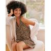 Ekouaer Nightgown for Women Sleeveless Sleepwear Lightweight Racerback Sleep Shirt Pleated V Neck Night Dress Short Chemise(Brown Leopard)