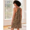Ekouaer Nightgown for Women Sleeveless Sleepwear Lightweight Racerback Sleep Shirt Pleated V Neck Night Dress Short Chemise(Brown Leopard)