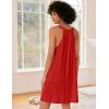 Ekouaer Nightgown for Women Sleeveless Sleepwear Lightweight Racerback Sleep Shirt Pleated V Neck Night Dress Short Chemise(Dark Red)