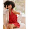 Ekouaer Nightgown for Women Sleeveless Sleepwear Lightweight Racerback Sleep Shirt Pleated V Neck Night Dress Short Chemise(Dark Red)