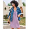 Ekouaer Nightgown for Women Sleeveless Sleepwear Lightweight Racerback Sleep Shirt Pleated V Neck Night Dress Short Chemise(Purple)