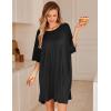 Ekouaer Nightgowns for Women Bamboo Viscose Night Gowns Plus Size Sleep Shirts Short Sleeve Night Shirts Soft Sleepwear(Black)