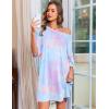Ekouaer Nightgowns for Women Bamboo Viscose Night Gowns Plus Size Sleep Shirts Short Sleeve Night Shirts Soft Sleepwear(Blue & Purple Tie Dye)