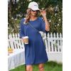 Ekouaer Nightgowns for Women Bamboo Viscose Night Gowns Plus Size Sleep Shirts Short Sleeve Night Shirts Soft Sleepwear(Blue)