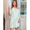 Ekouaer Nightgowns for Women Bamboo Viscose Night Gowns Plus Size Sleep Shirts Short Sleeve Night Shirts Soft Sleepwear(Cyan White Florals)