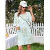 Ekouaer Nightgowns for Women Bamboo Viscose Night Gowns Plus Size Sleep Shirts Short Sleeve Night Shirts Soft Sleepwear(Cyan White Florals)