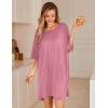 Ekouaer Nightgowns for Women Bamboo Viscose Night Gowns Plus Size Sleep Shirts Short Sleeve Night Shirts Soft Sleepwear(Grey Purple)