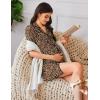 Ekouaer Nightgowns for Women Button Down Sleep Shirt Short Sleeve NightShirts Boyfriend Sleepdress Soft Pajama Dress(Leopard)