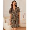 Ekouaer Nightgowns for Women Button Down Sleep Shirt Short Sleeve NightShirts Boyfriend Sleepdress Soft Pajama Dress(Leopard)
