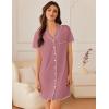 Ekouaer Nightgowns for Women Button Down Sleep Shirt Short Sleeve NightShirts Boyfriend Sleepdress Soft Pajama Dress(Peach Red)