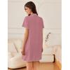 Ekouaer Nightgowns for Women Button Down Sleep Shirt Short Sleeve NightShirts Boyfriend Sleepdress Soft Pajama Dress(Peach Red)
