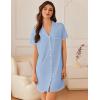Ekouaer Nightgowns for Women Button Down Sleep Shirt Short Sleeve NightShirts Boyfriend Sleepdress Soft Pajama Dress(Sky Blue)