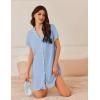 Ekouaer Nightgowns for Women Button Down Sleep Shirt Short Sleeve NightShirts Boyfriend Sleepdress Soft Pajama Dress(Sky Blue)