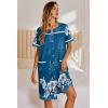 Ekouaer Nightgowns for Women House Dress with Pockets Button Down Sleepshirt Short Sleeve Nightshirt Housecoat(Blue Green Flower)