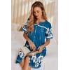 Ekouaer Nightgowns for Women House Dress with Pockets Button Down Sleepshirt Short Sleeve Nightshirt Housecoat(Blue Green Flower)