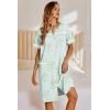 Ekouaer Nightgowns for Women House Dress with Pockets Button Down Sleepshirt Short Sleeve Nightshirt Housecoat(Green Daisy)