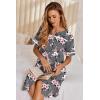 Ekouaer Nightgowns for Women House Dress with Pockets Button Down Sleepshirt Short Sleeve Nightshirt Housecoat(Grey Floral)