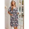 Ekouaer Nightgowns for Women House Dress with Pockets Button Down Sleepshirt Short Sleeve Nightshirt Housecoat(Grey Floral)