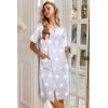 Ekouaer Nightgowns for Women House Dress with Pockets Button Down Sleepshirt Short Sleeve Nightshirt Housecoat(Grey Stars)