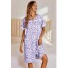 Ekouaer Nightgowns for Women House Dress with Pockets Button Down Sleepshirt Short Sleeve Nightshirt Housecoat(Purple Dots)