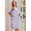Ekouaer Nightgowns for Women House Dress with Pockets Button Down Sleepshirt Short Sleeve Nightshirt Housecoat(Purple Dots)