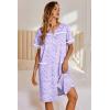 Ekouaer Nightgowns for Women House Dress with Pockets Button Down Sleepshirt Short Sleeve Nightshirt Housecoat(Purple Floral)