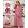 Ekouaer Nursing Pajamas Maternity Robe Set 3 Pieces Postpartum Maternity Pajama Set Pregnancy Breastfeeding Pj(Grey Purple)