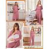 Ekouaer Nursing Pajamas Maternity Robe Set 3 Pieces Postpartum Maternity Pajama Set Pregnancy Breastfeeding Pj(Grey Purple)