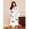 Ekouaer Robes for Women Waffle Knit Bathrobe Lightweight Kimono Robe Knee Length Loungewear with Pockets(White Blue Eye Print)