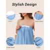 Ekouaer Towel Wrap for Women With Velcro Ruffle Shower Wrap Spa Robes For Women Lightweight Knee Length Sauna Robe(Light Blue)