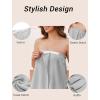 Ekouaer Towel Wrap for Women With Velcro Ruffle Shower Wrap Spa Robes For Women Lightweight Knee Length Sauna Robe(Light Gray)
