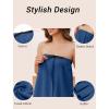 Ekouaer Towel Wrap for Women With Velcro Ruffle Shower Wrap Spa Robes For Women Lightweight Knee Length Sauna Robe(Navy Blue)