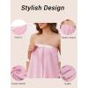 Ekouaer Towel Wrap for Women With Velcro Ruffle Shower Wrap Spa Robes For Women Lightweight Knee Length Sauna Robe(Pink)
