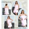 Ekouaer Towel Wrap for Women With Velcro Ruffle Shower Wrap Spa Robes For Women Lightweight Knee Length Sauna Robe(Pink)
