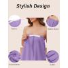 Ekouaer Towel Wrap for Women With Velcro Ruffle Shower Wrap Spa Robes For Women Lightweight Knee Length Sauna Robe(Purple)
