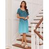 Ekouaer Womens Nightgown Short Sleeve Night Dress Printed Sleepwear Soft Sleep Shirt S-3XL(Cyan Vine)