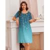 Ekouaer Womens Nightgown Short Sleeve Night Dress Printed Sleepwear Soft Sleep Shirt S-3XL(Cyan Vine)