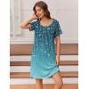 Ekouaer Womens Nightgown Short Sleeve Night Dress Printed Sleepwear Soft Sleep Shirt S-3XL(Cyan Vine)