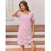 Ekouaer Womens Nightgown Short Sleeve Night Dress Printed Sleepwear Soft Sleep Shirt S-3XL(Pink Floral)