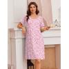 Ekouaer Womens Nightgown Short Sleeve Night Dress Printed Sleepwear Soft Sleep Shirt S-3XL(Pink Floral)