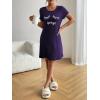 Ekouaer Womens Nightgown Short Sleeve Night Dress Printed Sleepwear Soft Sleep Shirt S-3XL(Purple)
