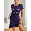 Ekouaer Womens Nightgown Short Sleeve Night Dress Printed Sleepwear Soft Sleep Shirt S-3XL(Purple)