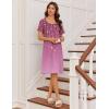 Ekouaer Womens Nightgown Short Sleeve Night Dress Printed Sleepwear Soft Sleep Shirt S-3XL(Purple Vine)