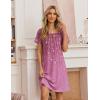 Ekouaer Womens Nightgown Short Sleeve Night Dress Printed Sleepwear Soft Sleep Shirt S-3XL(Purple Vine)