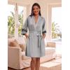 Ekouaer Womens Robe Lightweight 3/4 Sleeve Bathrobe Soft Short Knit Sleepwear with Pockets(Light Gray)