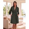 Ekouaer Womens Robe Lightweight 3/4 Sleeve Bathrobe Soft Short Knit Sleepwear with Pockets(Military Green)