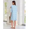 Ekouaer Zipper Robes for Women 3/4 Sleeves Lightweight House Coat Zip Up Bathrobe Soft Nightgown with Pockets S-3XL(Blue Floral)